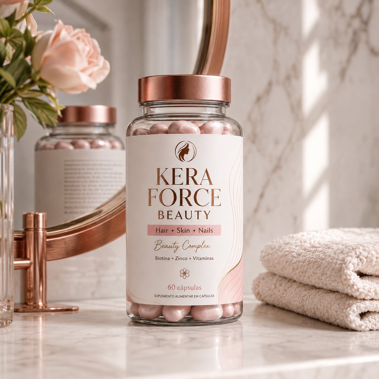 Kera Force Beauty - composição em ambiente de banho premium