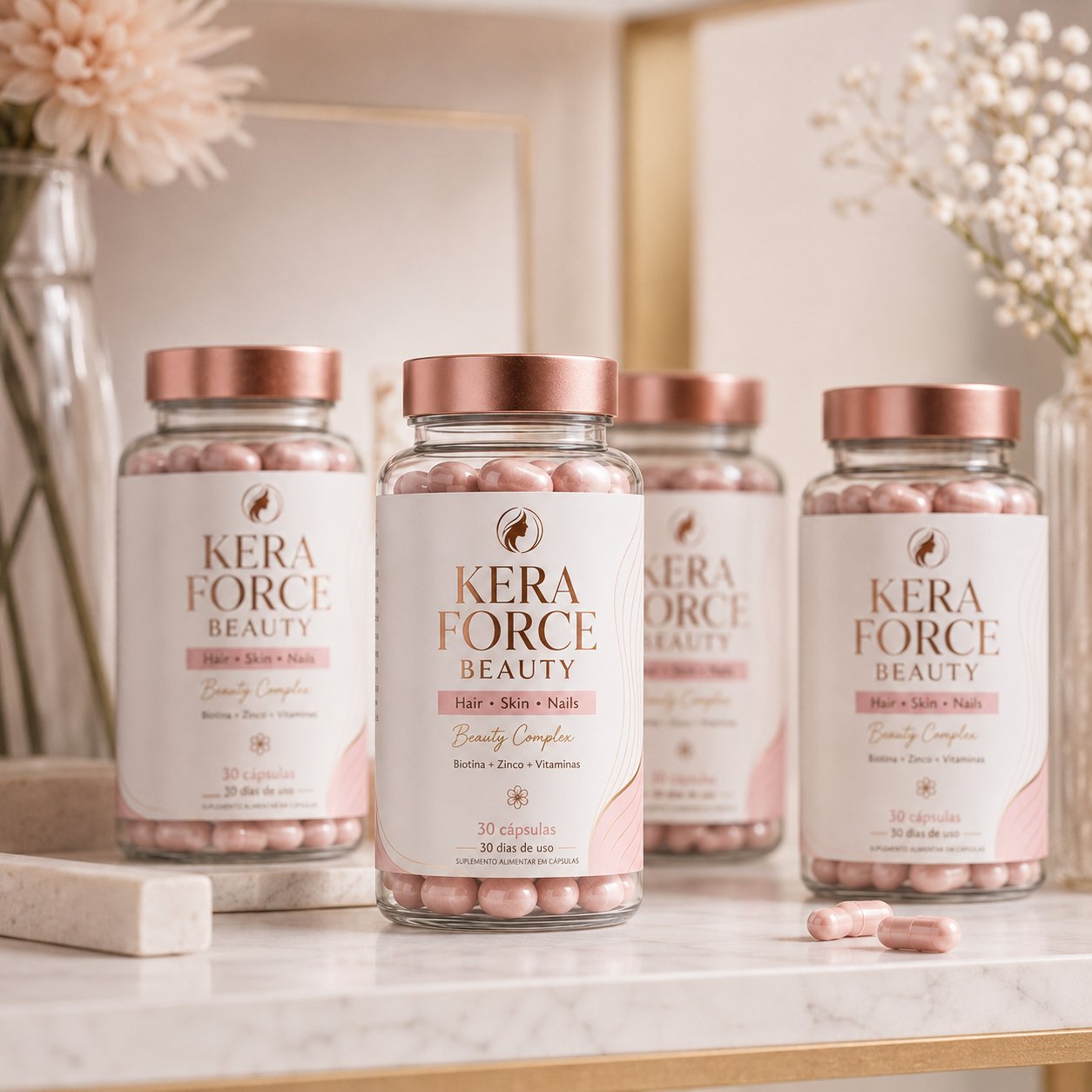 Kera Force Beauty - linha completa lado a lado